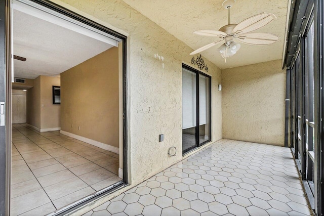 balcony with ceiling fan