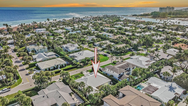 189 Shelter Ln, Jupiter Inlet Colony, FL 33469 - bird's eye view featuring a water view and a residential view