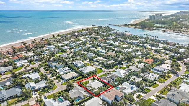 189 Shelter Ln, Jupiter Inlet Colony, FL 33469 - birds eye view of property with a residential view and a water view
