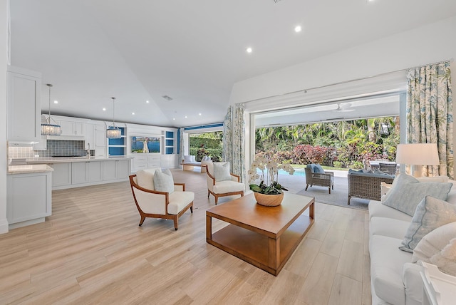189 Shelter Ln, Jupiter Inlet Colony, FL 33469 - living room with recessed lighting and light wood-type flooring