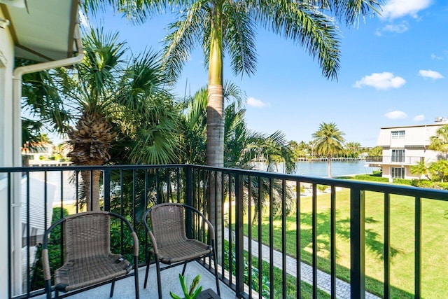 balcony with a water view