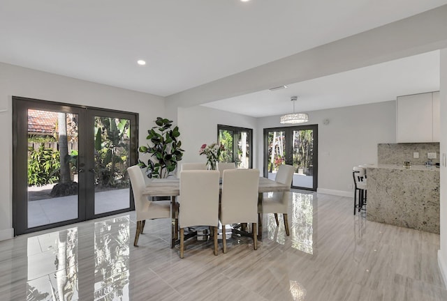 dining room with french doors