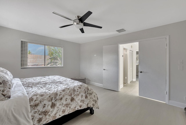 bedroom featuring ceiling fan