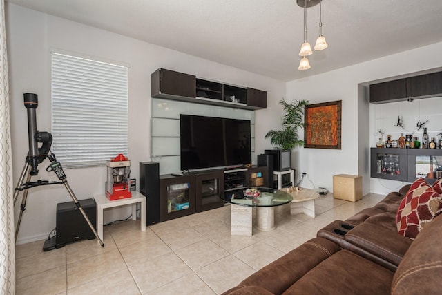 view of tiled living room