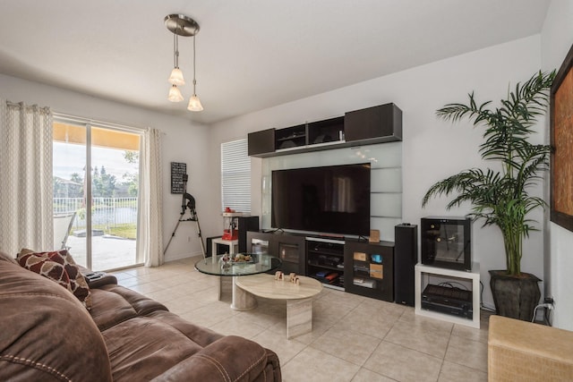 view of tiled living room