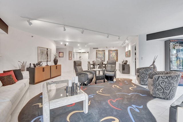 view of tiled living room