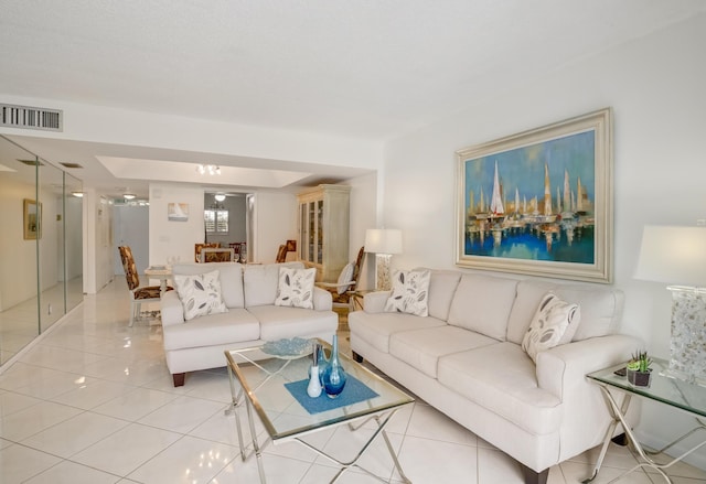 view of tiled living room