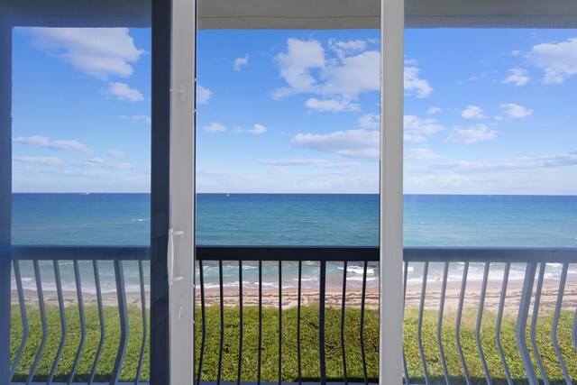 property view of water with a beach view