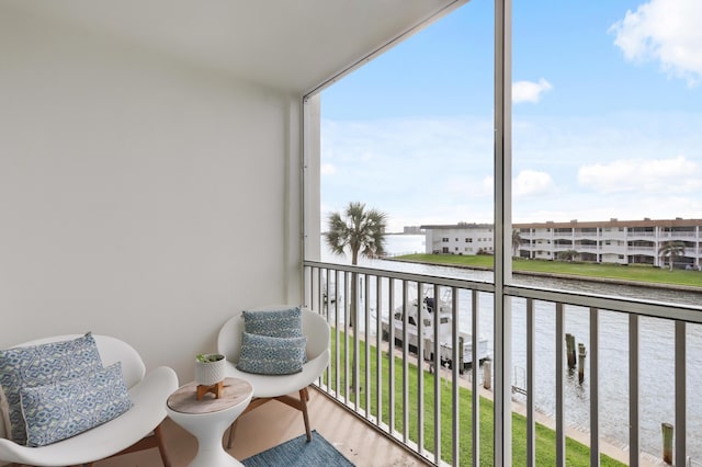 balcony with a water view