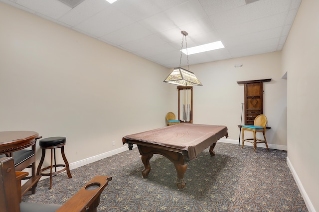 recreation room featuring billiards