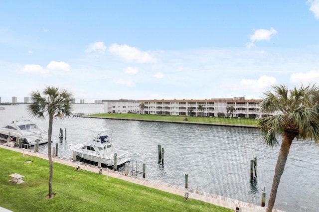 view of water feature featuring a dock