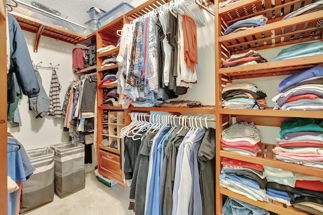 spacious closet featuring carpet floors