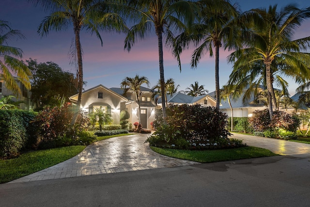 view of front facade featuring decorative driveway