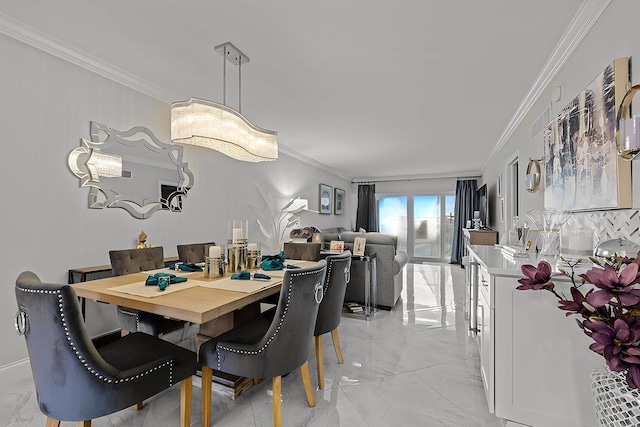 dining room with ornamental molding