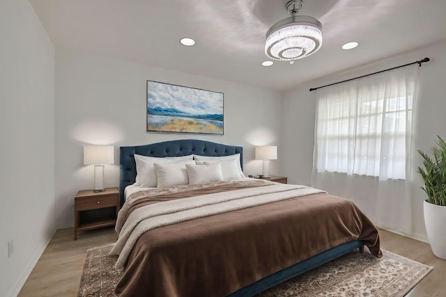 bedroom featuring light wood-type flooring