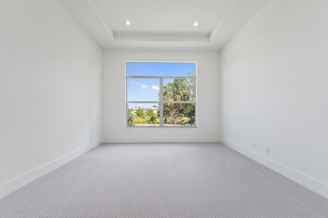 359 SE Via Sangro, Port Saint Lucie, FL 34952 - spare room featuring light carpet, baseboards, recessed lighting, and a tray ceiling