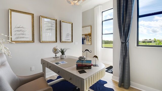 office featuring light hardwood / wood-style floors