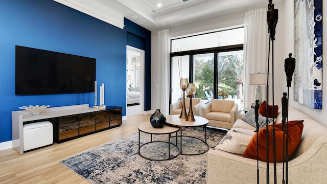 living room featuring light hardwood / wood-style flooring