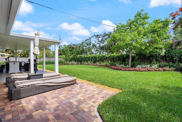 view of yard with a patio area