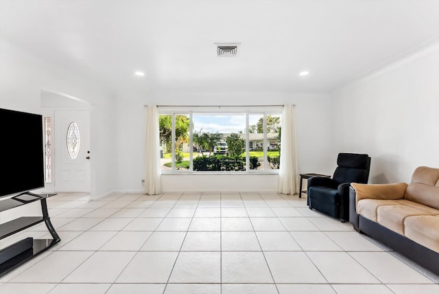 view of tiled living room