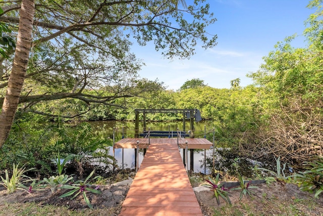 dock area featuring a water view