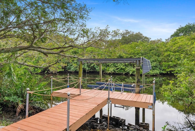 dock area featuring a water view