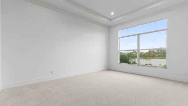 205 SE Via Sangro, Port Saint Lucie, FL 34952 - spare room with light colored carpet, baseboards, a water view, and recessed lighting