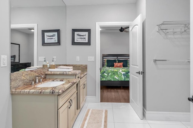 bathroom featuring vanity and tile patterned flooring