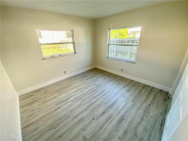 empty room with light wood-type flooring and a wealth of natural light