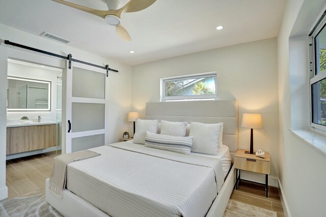 interior space with ceiling fan and light wood-type flooring