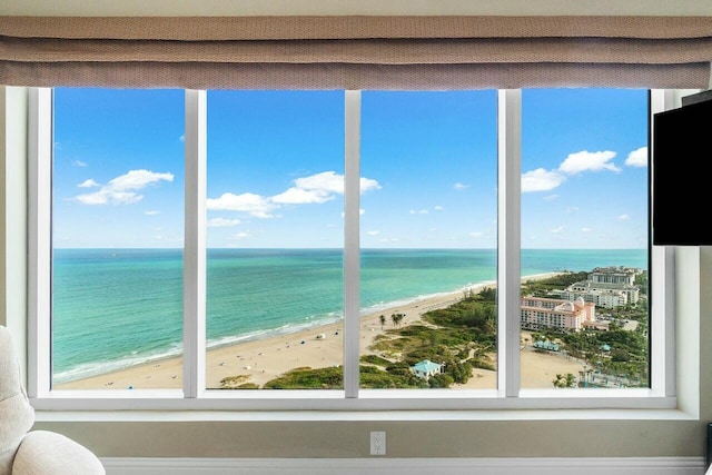 property view of water with a beach view