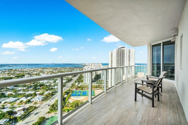 balcony with a water view