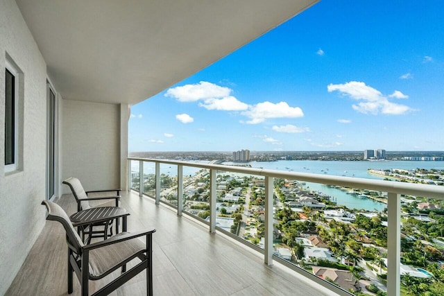 balcony with a water view