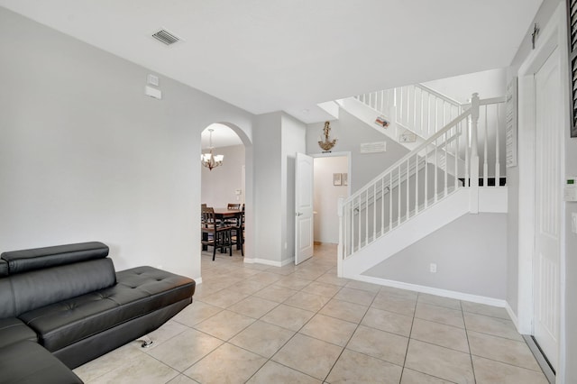 view of tiled living room