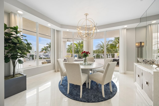 dining room featuring a chandelier