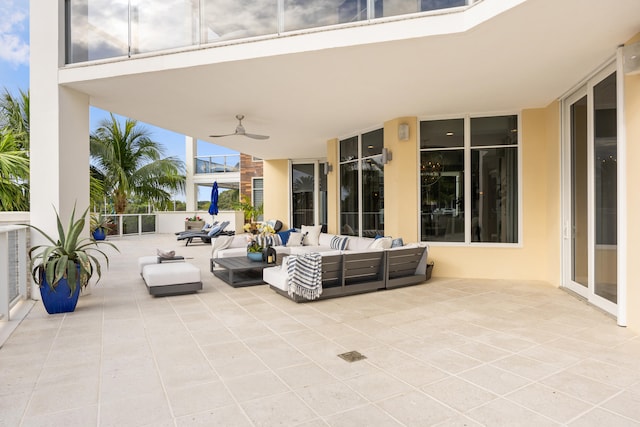 view of patio / terrace featuring ceiling fan and outdoor lounge area