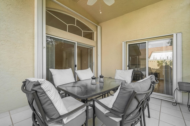 view of patio featuring ceiling fan