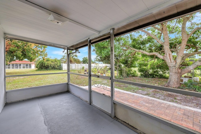 view of unfurnished sunroom