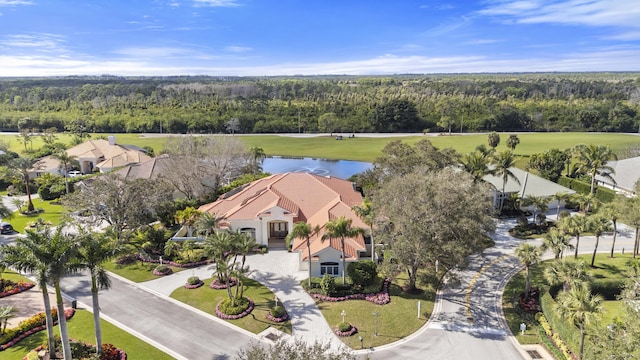 bird's eye view featuring a water view