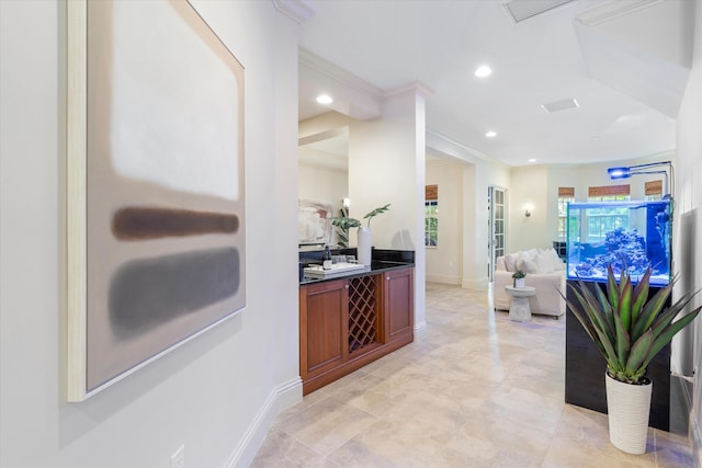 interior space with ornamental molding