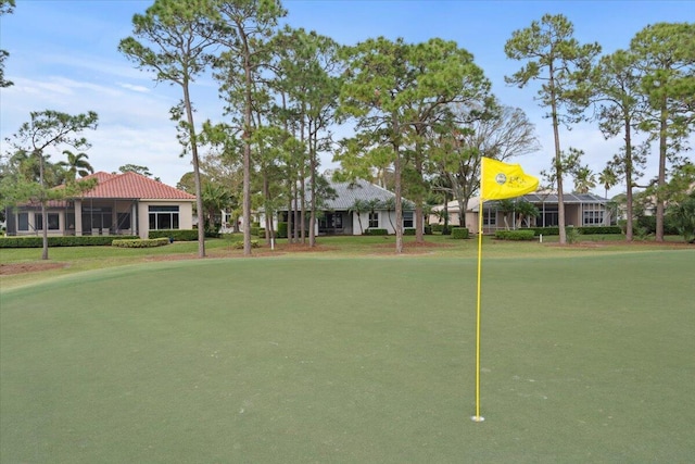 view of home's community with a yard