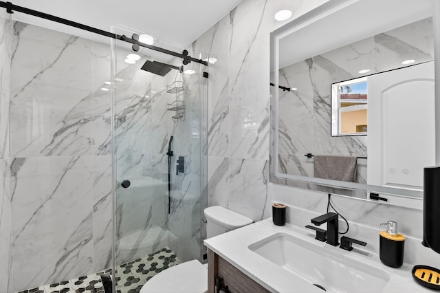2112 N 14th Ter, Hollywood, FL 33020 - full bathroom with tile walls, a marble finish shower, and vanity