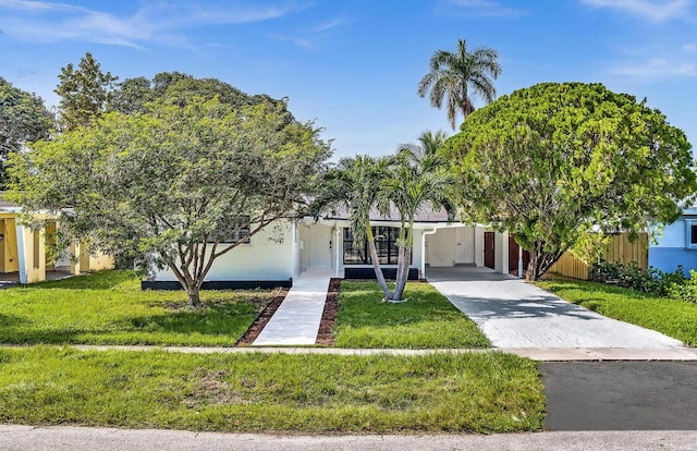 view of front facade featuring a front yard