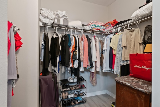 spacious closet with wood-type flooring