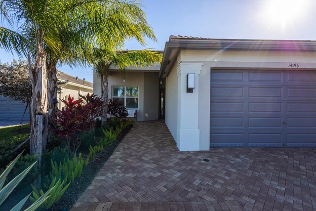 exterior space featuring a garage