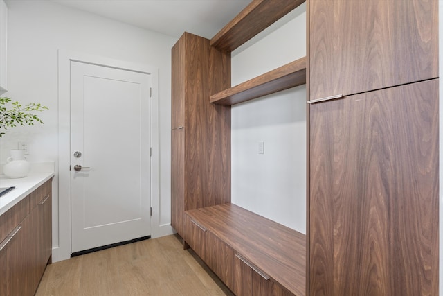 mudroom featuring light hardwood / wood-style floors