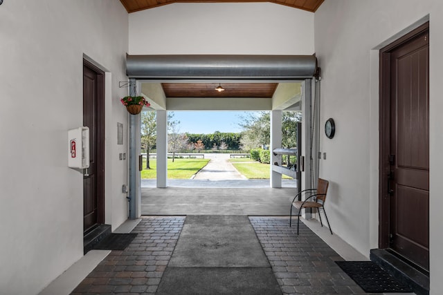 foyer with vaulted ceiling