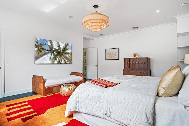 bedroom featuring ornamental molding