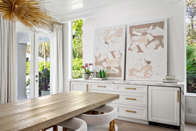 dining space featuring light hardwood / wood-style flooring