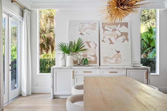 dining room featuring light hardwood / wood-style flooring